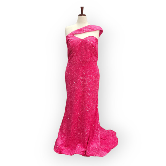 Hot Pink Evening Gown Size 24 - Picture 1 of 11